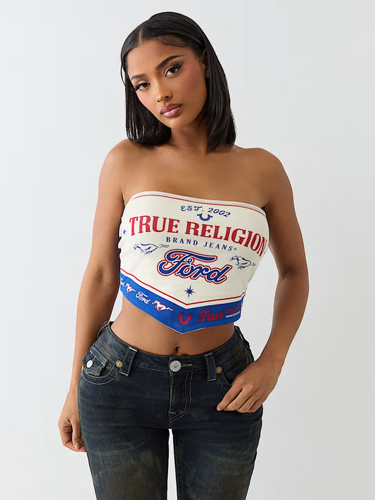 TRXFORD STRAPLESS SCARF TOP