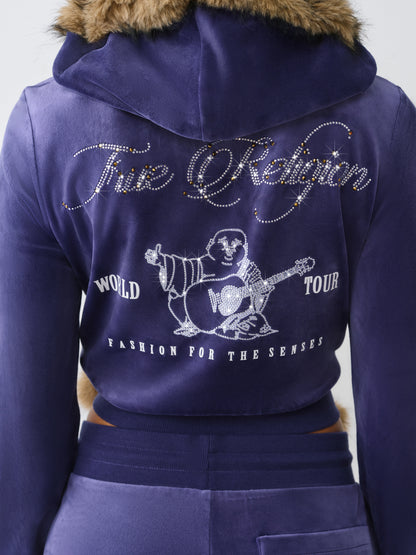 CRYSTAL VELOUR SHRUNKEN HOODIE