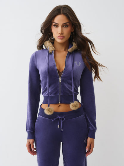 CRYSTAL VELOUR SHRUNKEN HOODIE