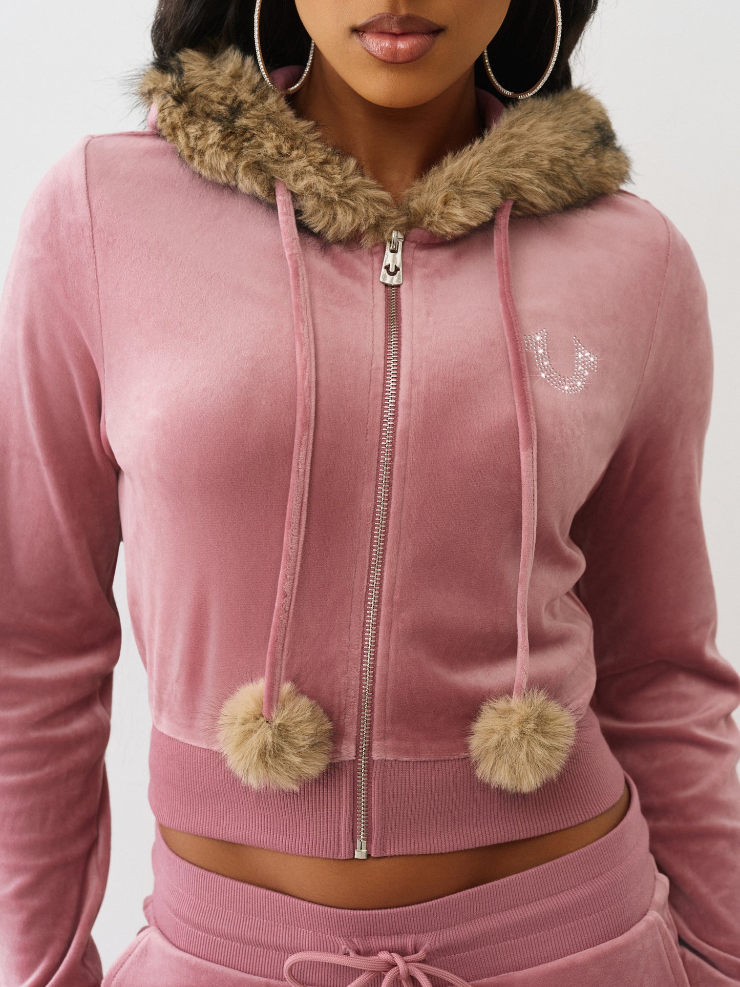 CRYSTAL VELOUR SHRUNKEN HOODIE