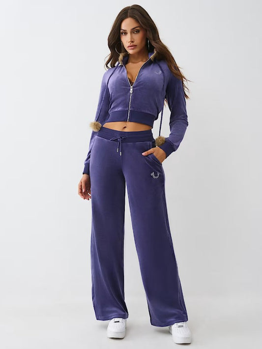 CRYSTAL HS VELOUR STRAIGHT LEG