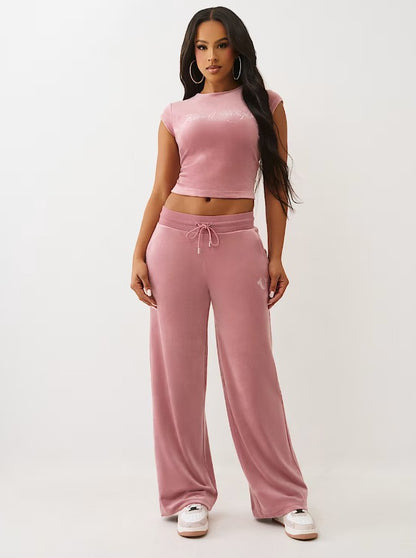 CRYSTAL HS VELOUR STRAIGHT LEG