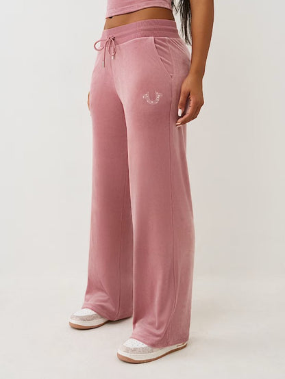 CRYSTAL HS VELOUR STRAIGHT LEG