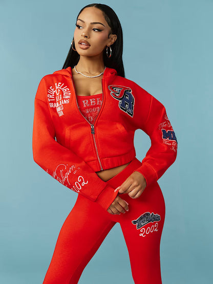 CRYSTAL PATCHED ZIP HOODIE