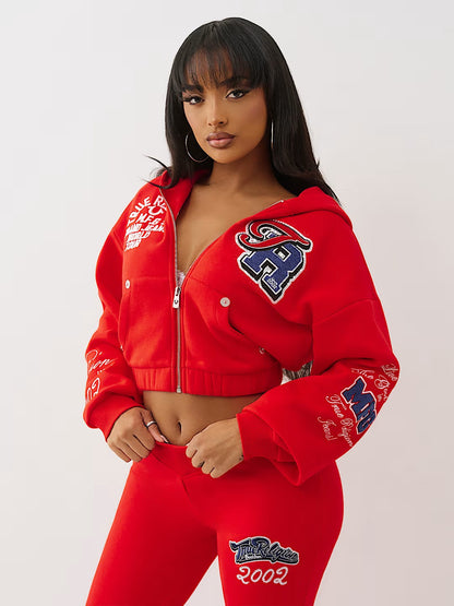 CRYSTAL PATCHED ZIP HOODIE