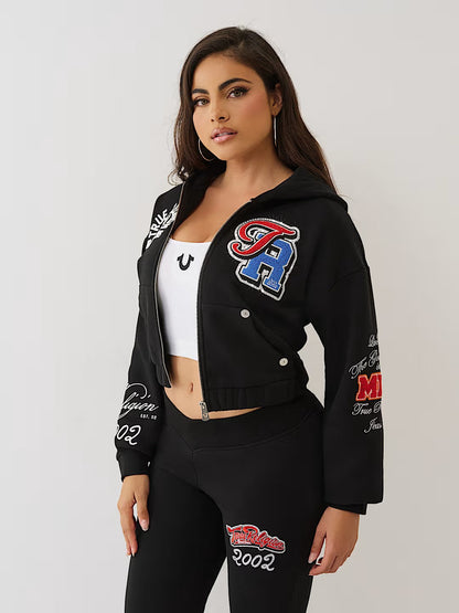 CRYSTAL PATCHED ZIP HOODIE