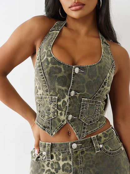 CAMO LEAOPARD HALTER TOP BIG T