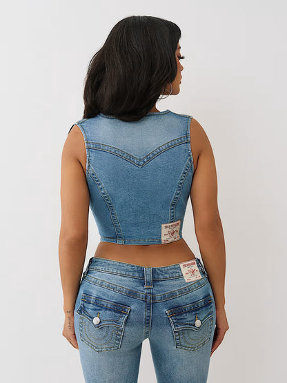 LACE UP DENIM VEST