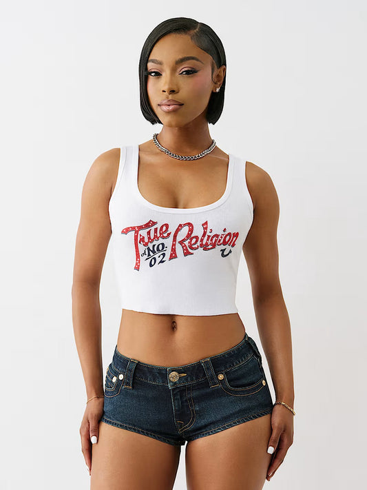 CRYSTAL RIB CROP TANK