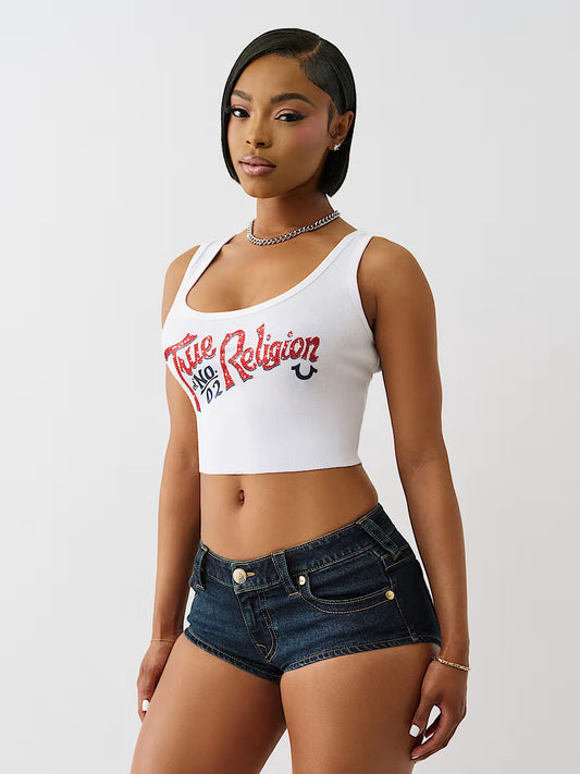 CRYSTAL RIB CROP TANK