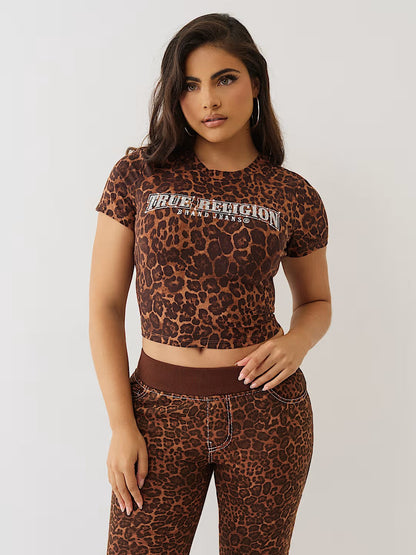LEOPARD CRYSTALS  SS BABY TEE