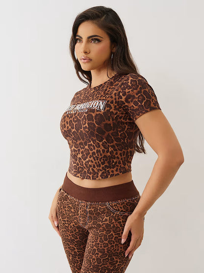 LEOPARD CRYSTALS  SS BABY TEE