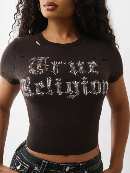 WSHED DISTRESSED CRYSTAL TEE