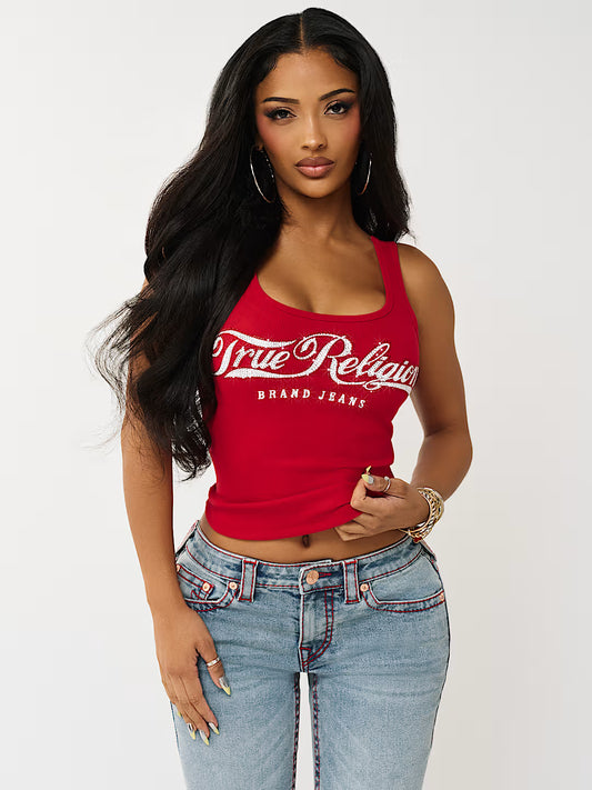 CRYSTAL SQUARE NECK RIB  TANK