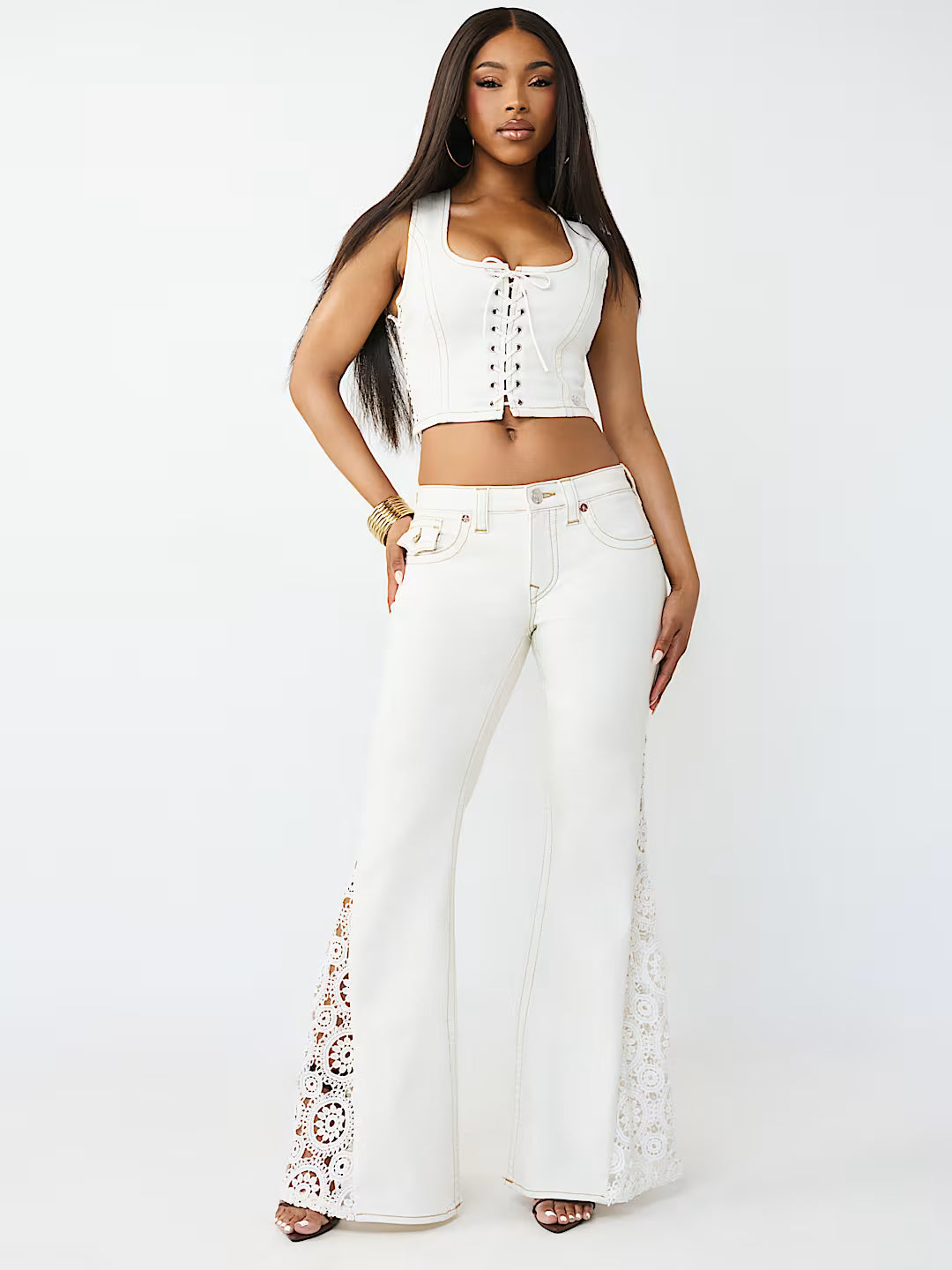 CROCHET MID RISE FLARE FLAP