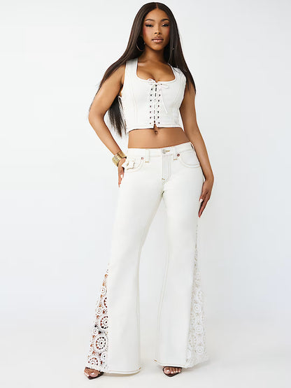 CROCHET MID RISE FLARE FLAP
