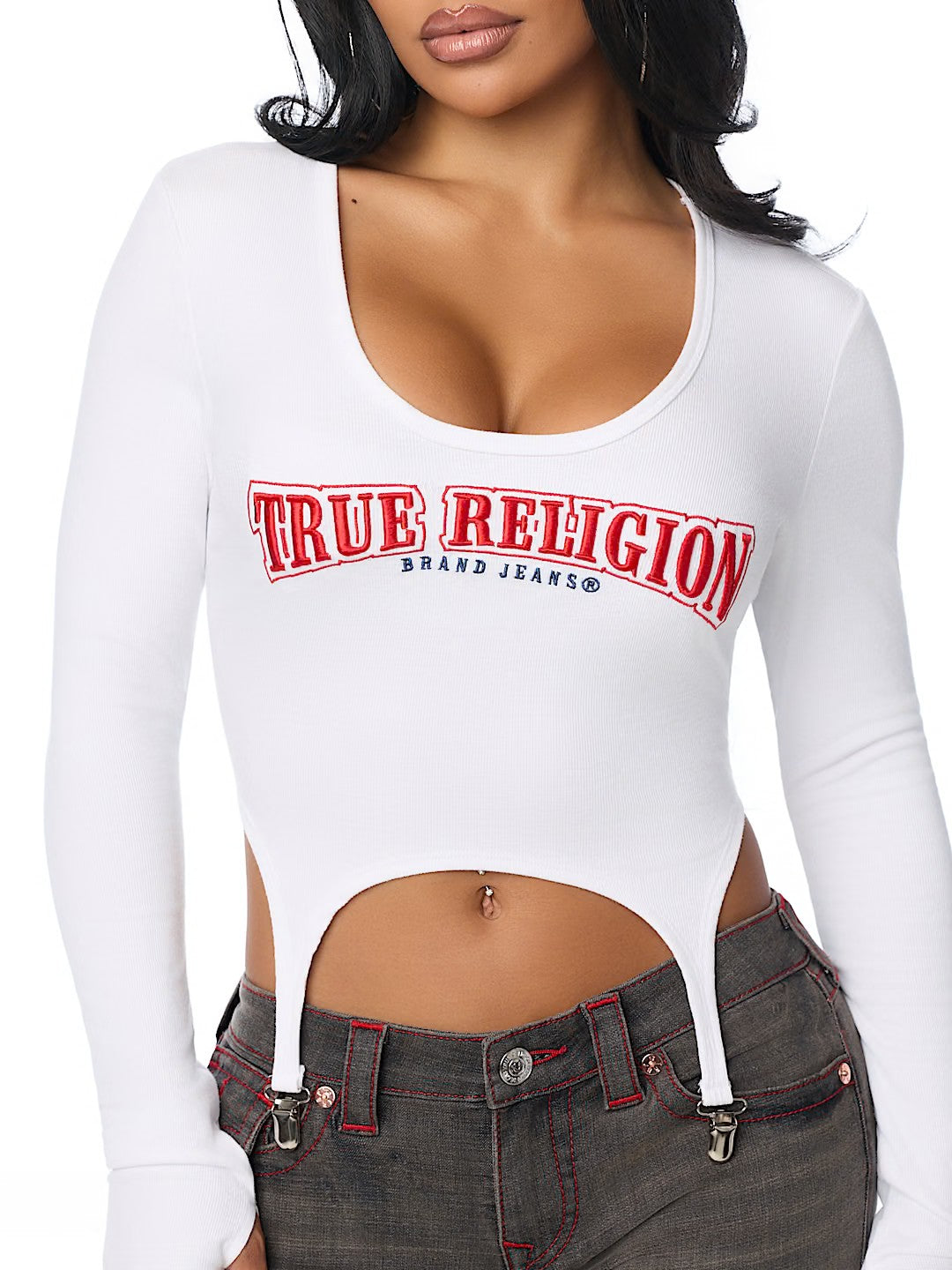 EMBROIDERY RIB GARTER TOP