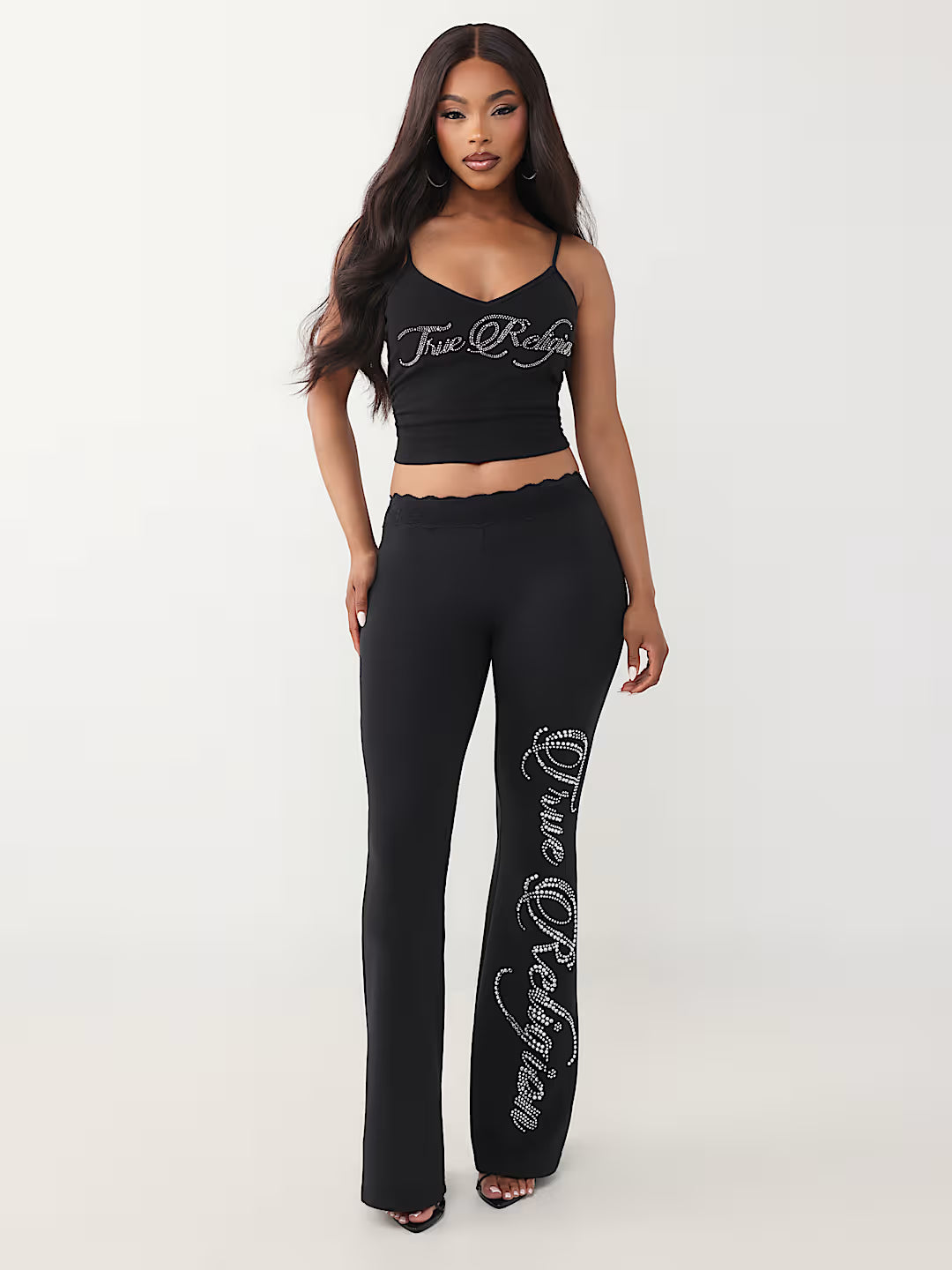 CRYSTAL LACE WAIST BOOTCUT PAN