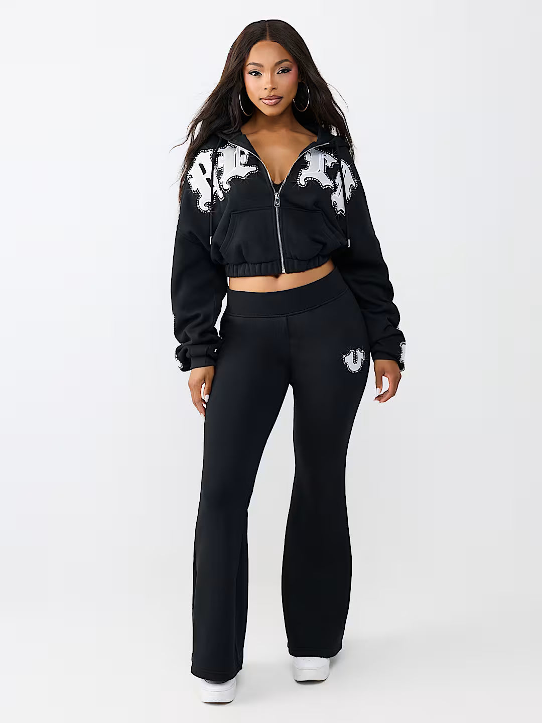 CRYSTAL BRANDED FLARE PANTS