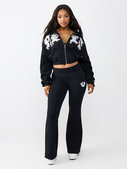 CRYSTAL BRANDED FLARE PANTS
