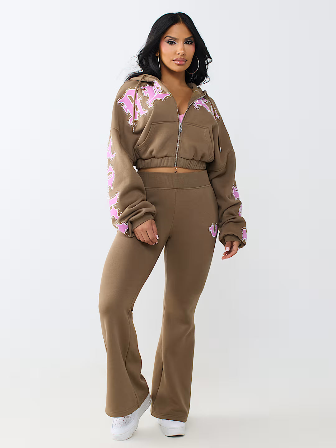 CRYSTAL BRANDED FLARE PANTS