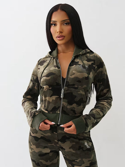 CAMO VELOUR SHRUNKEN HOODIE