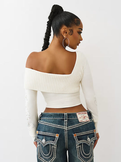 ASYMMETRICAL OFF SHLDR SWEATER