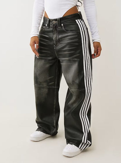 WASHED PU BAILEY BARREL PANTS