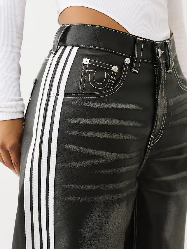 WASHED PU BAILEY BARREL PANTS