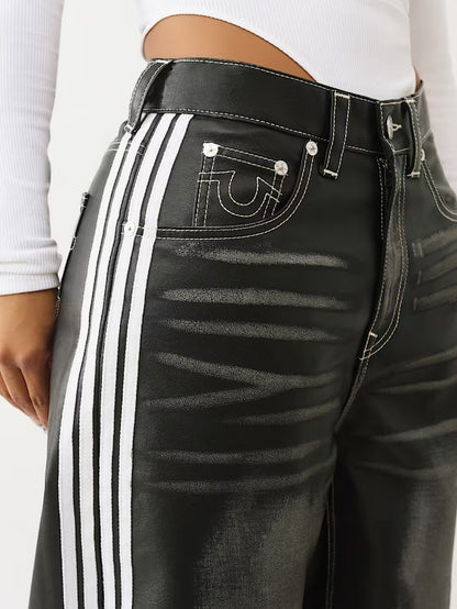WASHED PU BAILEY BARREL PANTS