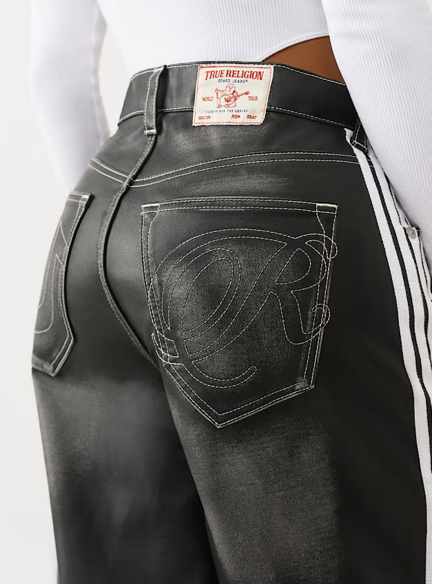 WASHED PU BAILEY BARREL PANTS