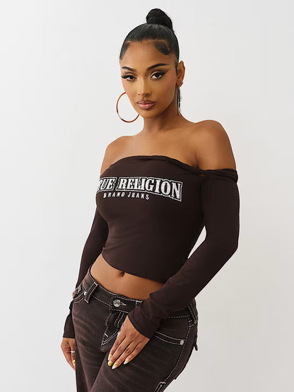 OFF SHOULDER LS TWIST TOP