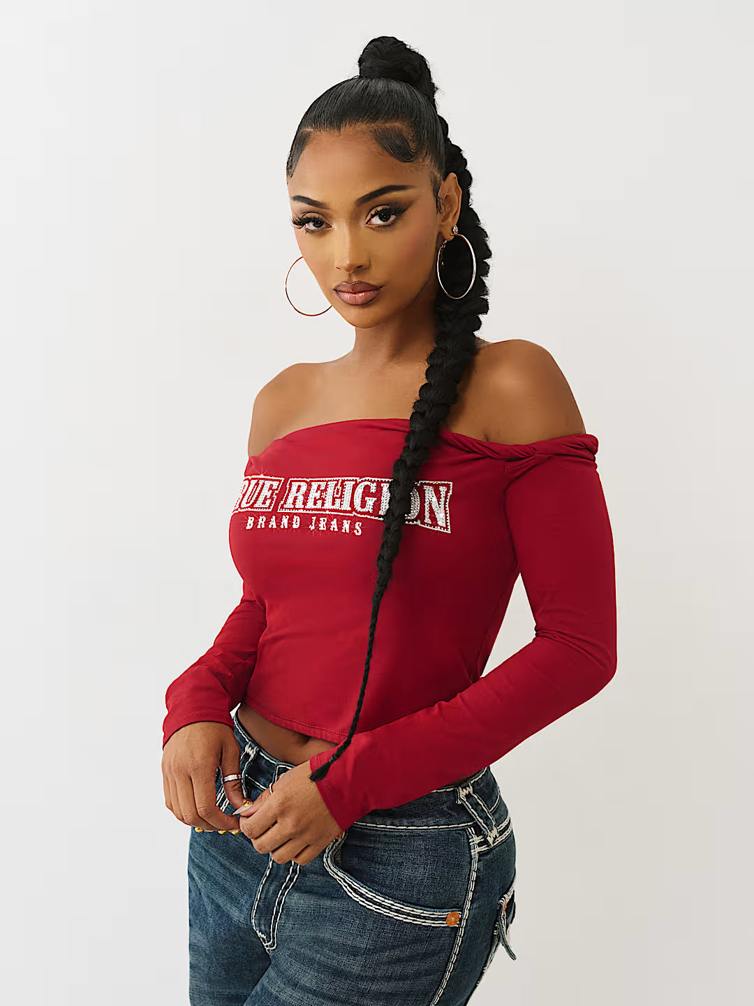 OFF SHOULDER LS TWIST TOP