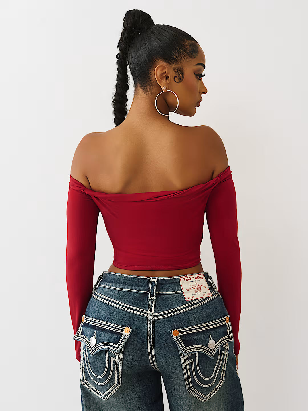 OFF SHOULDER LS TWIST TOP