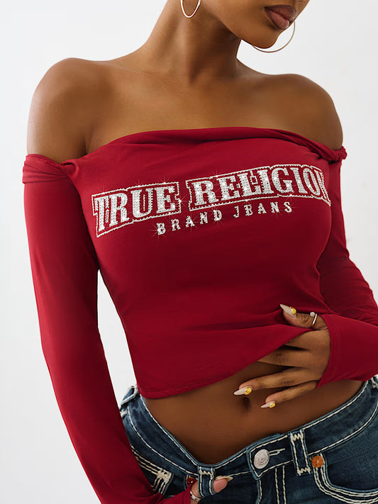 OFF SHOULDER LS TWIST TOP