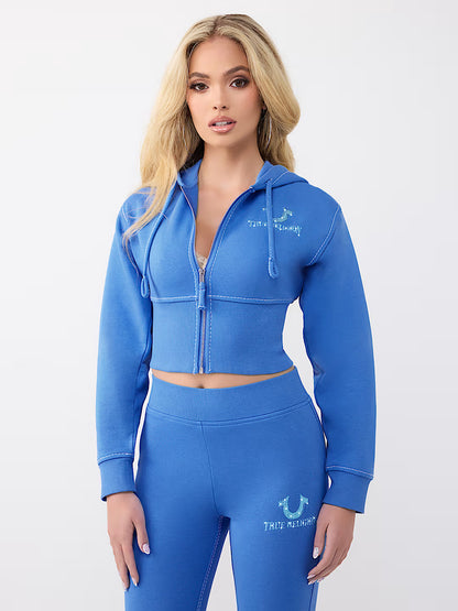 BIG T HIGH WAISTBAND ZIP UP HO
