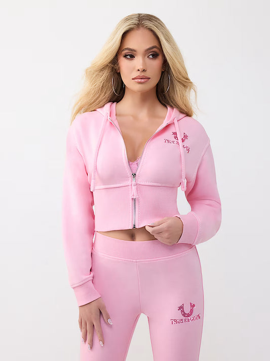 BIG T HIGH WAISTBAND ZIP UP HO