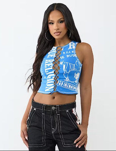 PRINTED BUDDHA SPLIT TOP