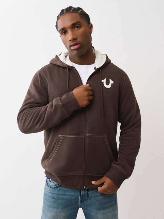 LOGO SEAL SHERPA ZIP HOODIE