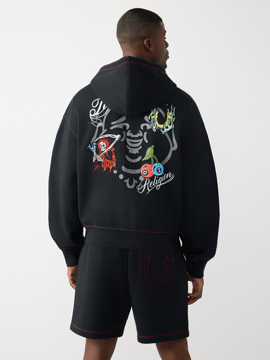 BUDDHA FACE BIG T BOXY ZIP UP
