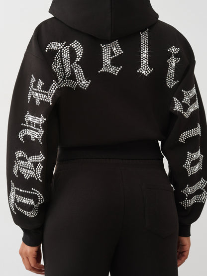 CRYSTAL CROPPED ZIP HOODIE
