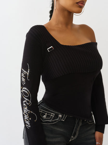 ASYMMETRICAL OFF SHLDR SWEATER