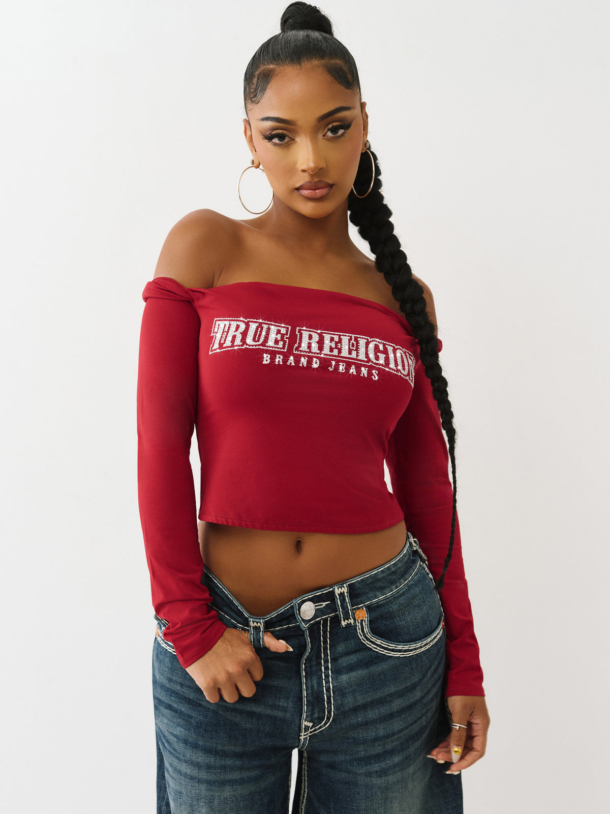 OFF SHOULDER LS TWIST TOP