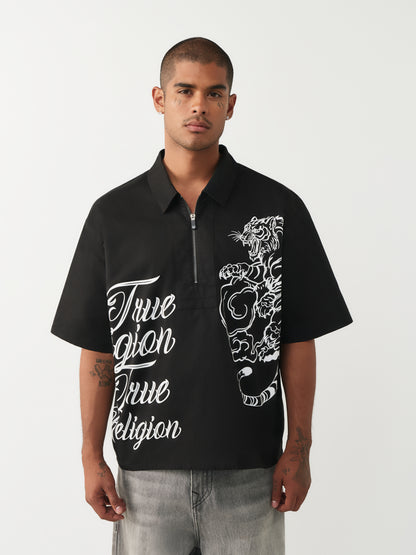 HALF ZIP  TIGER SS SHIRT
