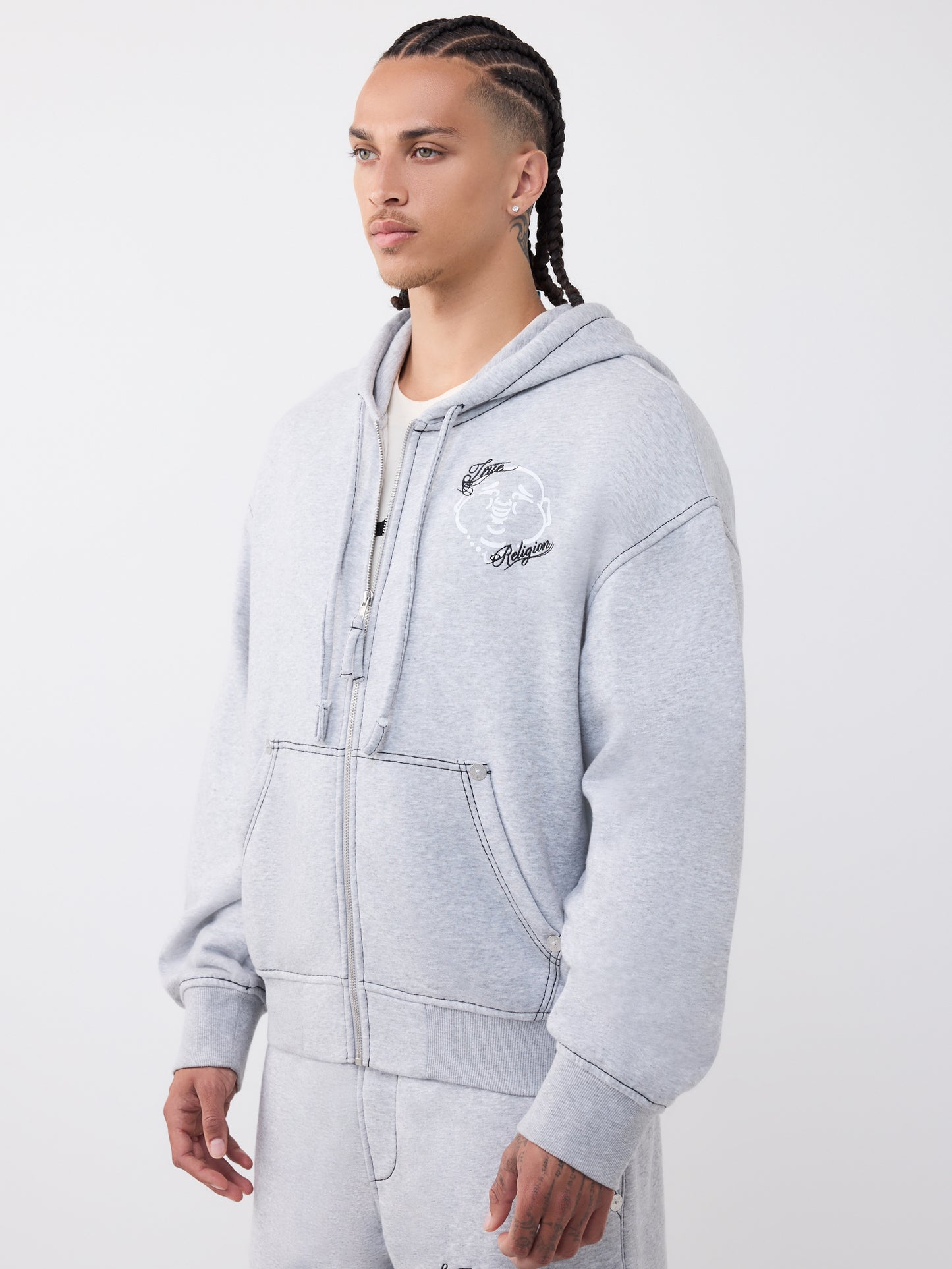 BUDDHA FACE BIG T BOXY ZIP UP