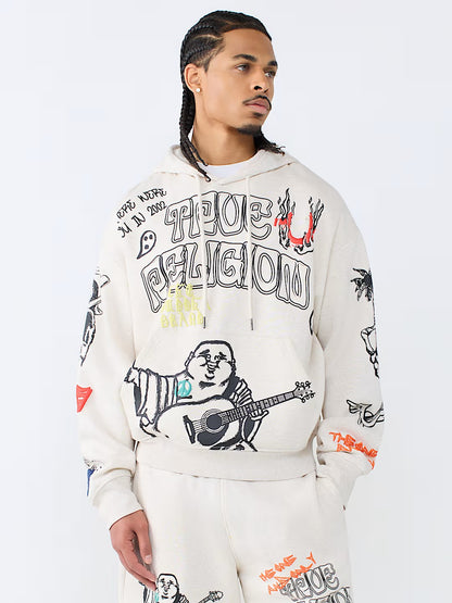 SKETCHED LOGO BOXY HOODIE