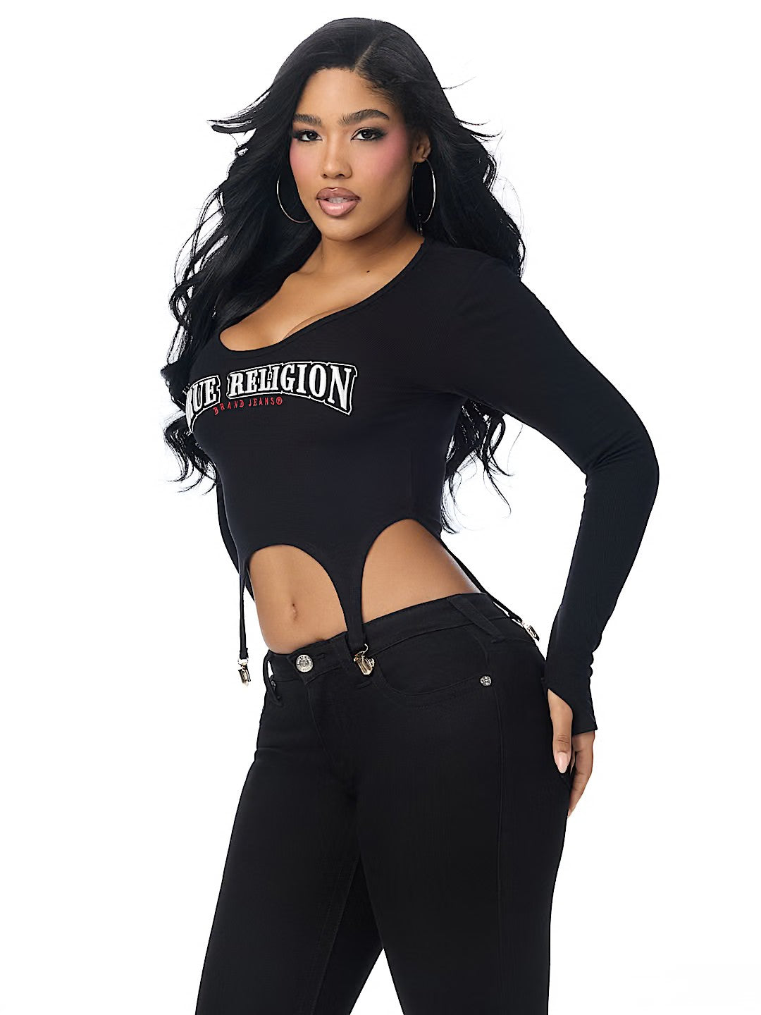 EMBROIDERY RIB GARTER TOP