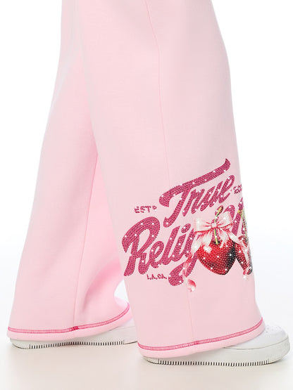 CRYSTAL CHERRY WIDE LEG PANTS
