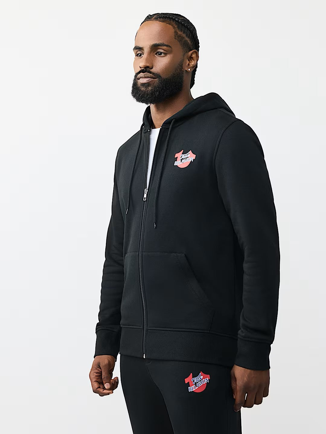 DIAGONAL MATCH ZIP HOODIE