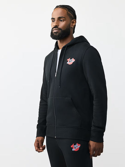 DIAGONAL MATCH ZIP HOODIE